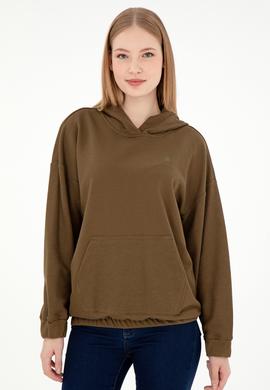 Kadın Haki Kapüşonlu Sweathırt - 50291264008