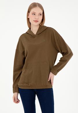 Kadın Haki Kapüşonlu Sweathırt - 50291264008