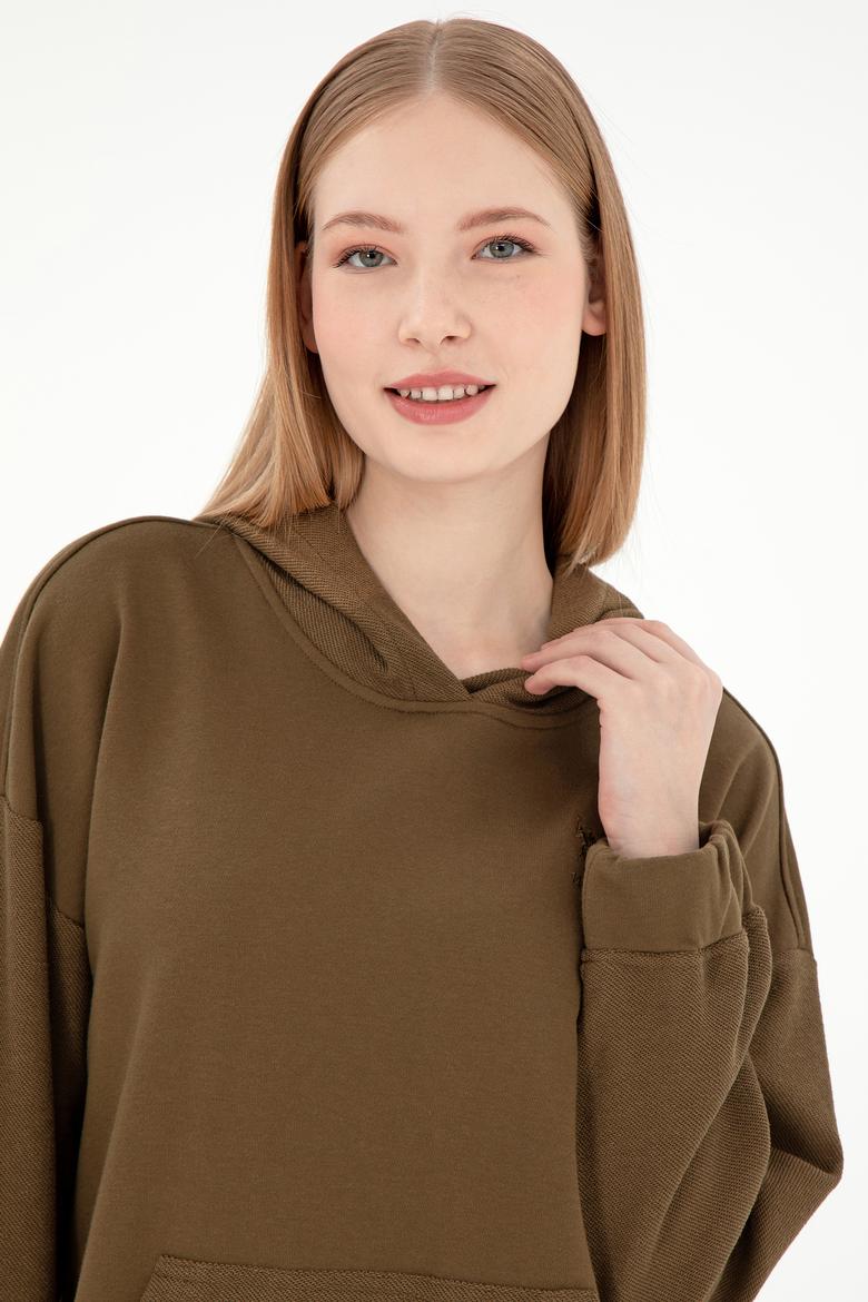 Kadın Haki Kapüşonlu Sweathırt - 50291264008