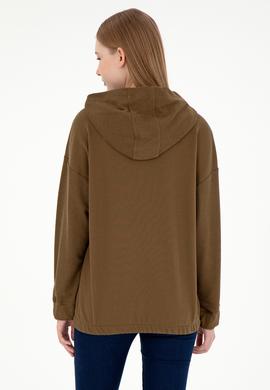 Kadın Haki Kapüşonlu Sweathırt - 50291264008