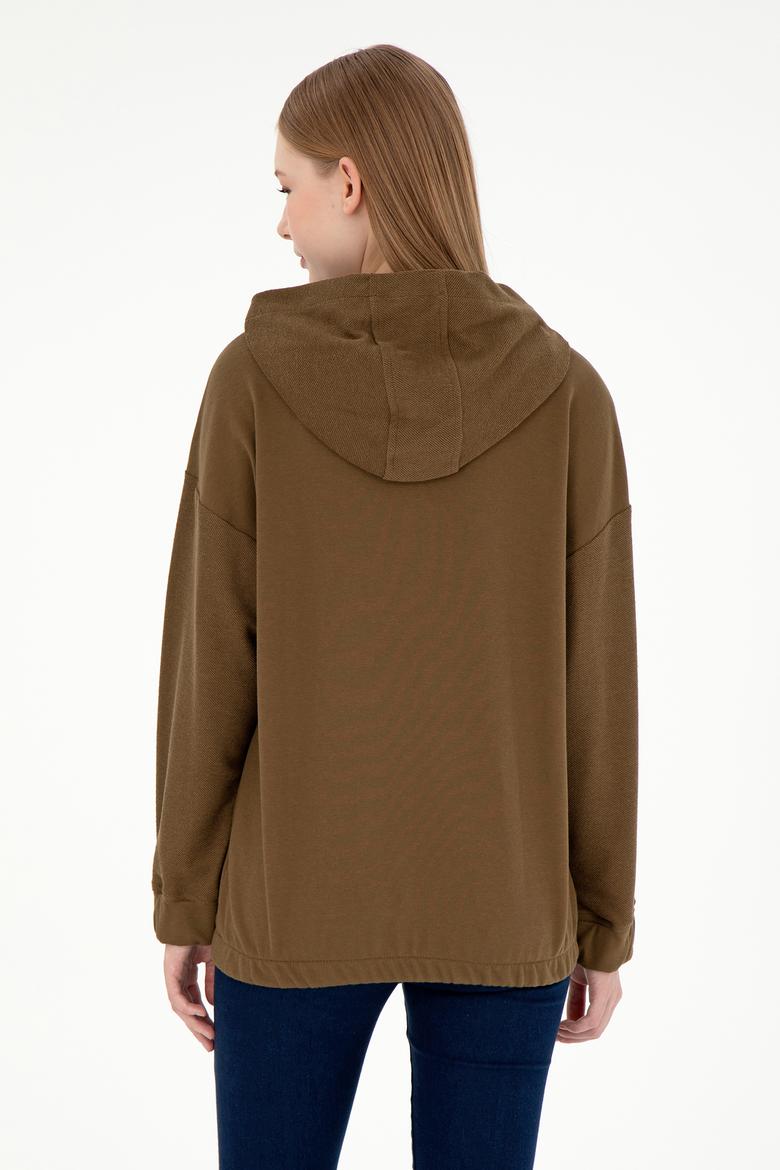 Kadın Haki Kapüşonlu Sweathırt - 50291264008