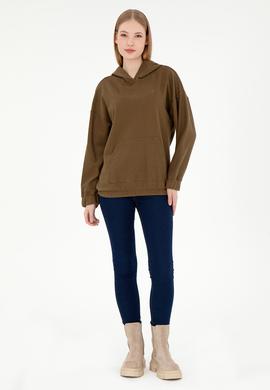 Kadın Haki Kapüşonlu Sweathırt - 50291264008