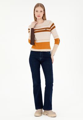 Kadın Taş Melanj Bisiklet Yaka Kazak - 50293151013