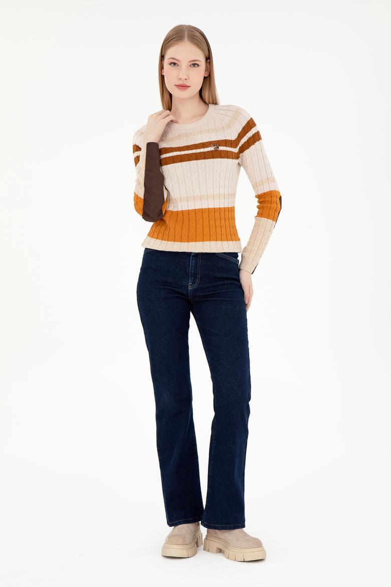 Kadın Taş Melanj Bisiklet Yaka Kazak - 50293151013