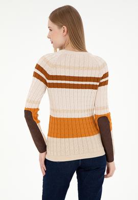 Kadın Taş Melanj Bisiklet Yaka Kazak - 50293151013