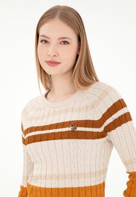 Kadın Taş Melanj Bisiklet Yaka Kazak - 50293151013