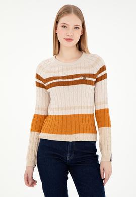 Kadın Taş Melanj Bisiklet Yaka Kazak - 50293151013