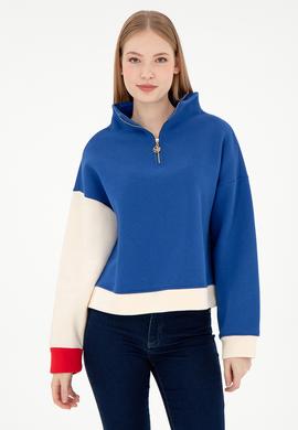 Kadın Saks Sweatshirt - 50292448005