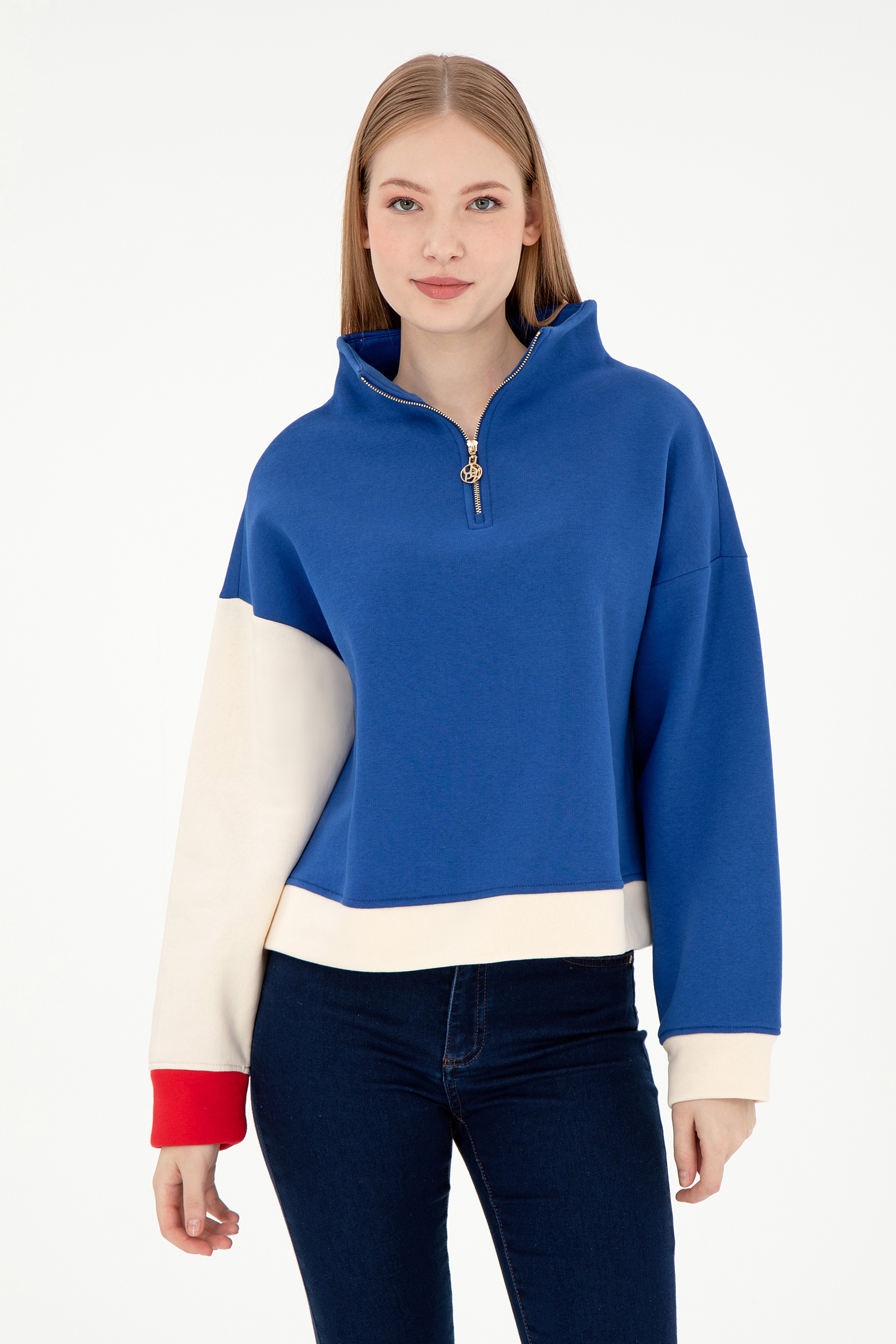 Kadın Saks Sweatshirt - Image 1