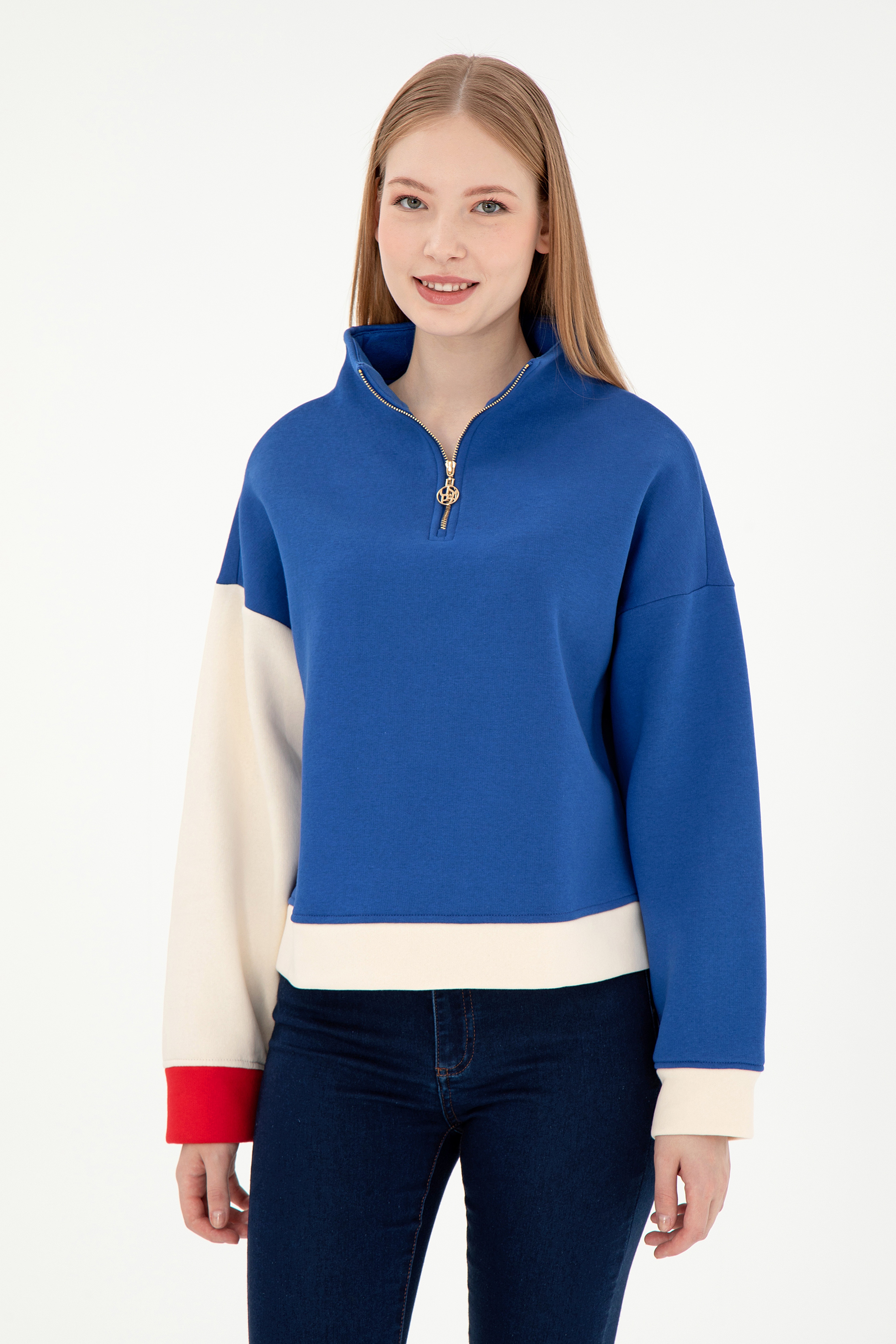 Kadın Saks Sweatshirt - Image 3