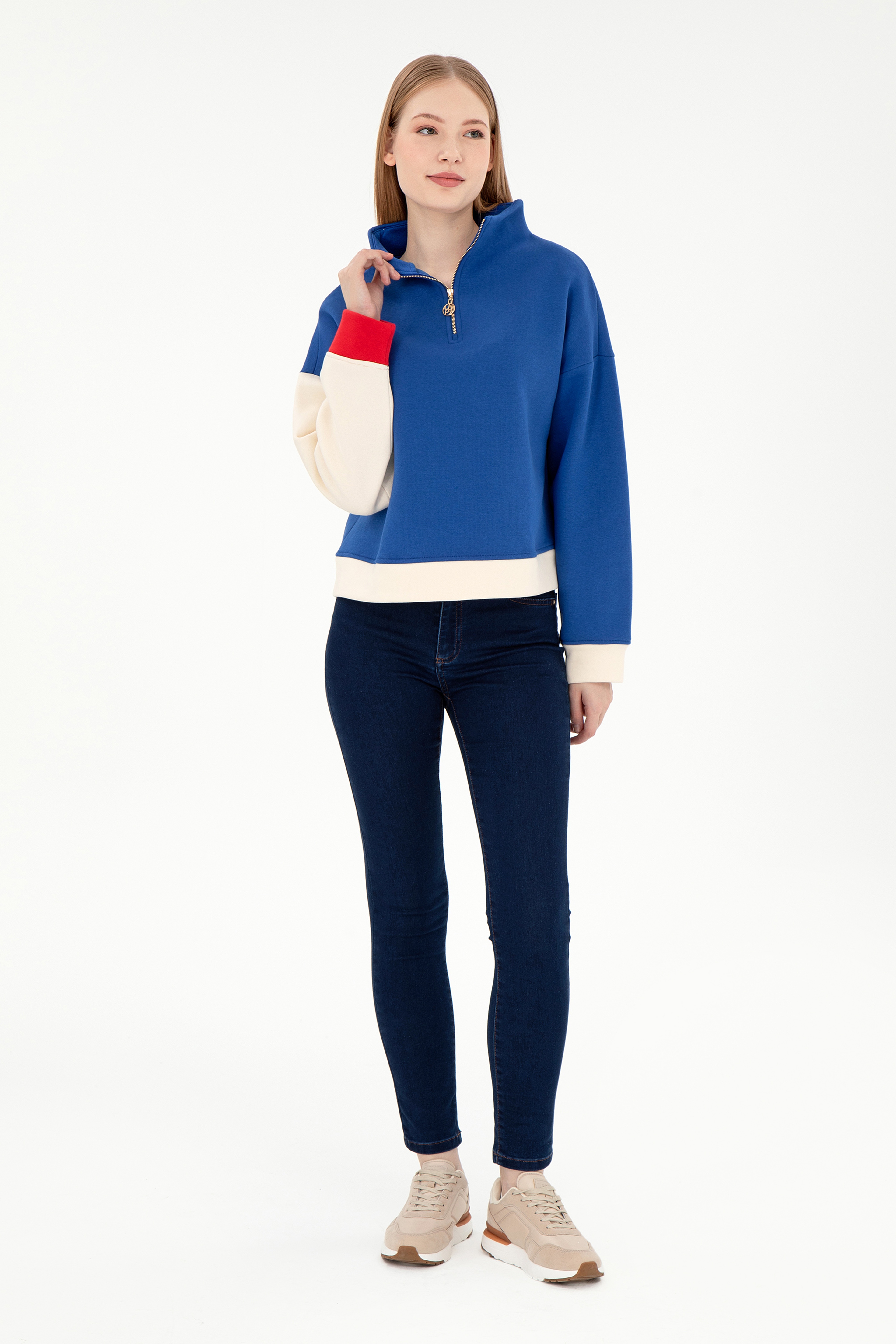 Kadın Saks Sweatshirt - Image 4
