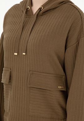 Kadın Haki Kapüşonlu Sweatshırt - 50297202013