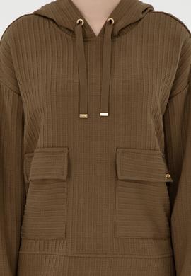 Kadın Haki Kapüşonlu Sweatshırt - 50297202013