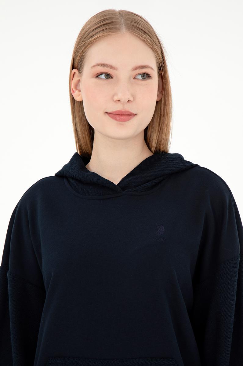 Kadın Lacivert Kapüşonlu Sweathırt
