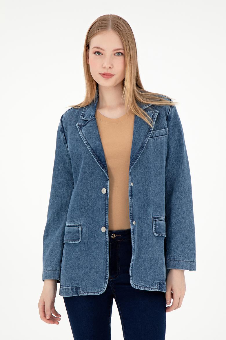 Kadın Açık Mavi Jean Gömlek - 50291133003