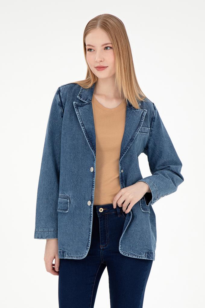 Kadın Açık Mavi Jean Gömlek