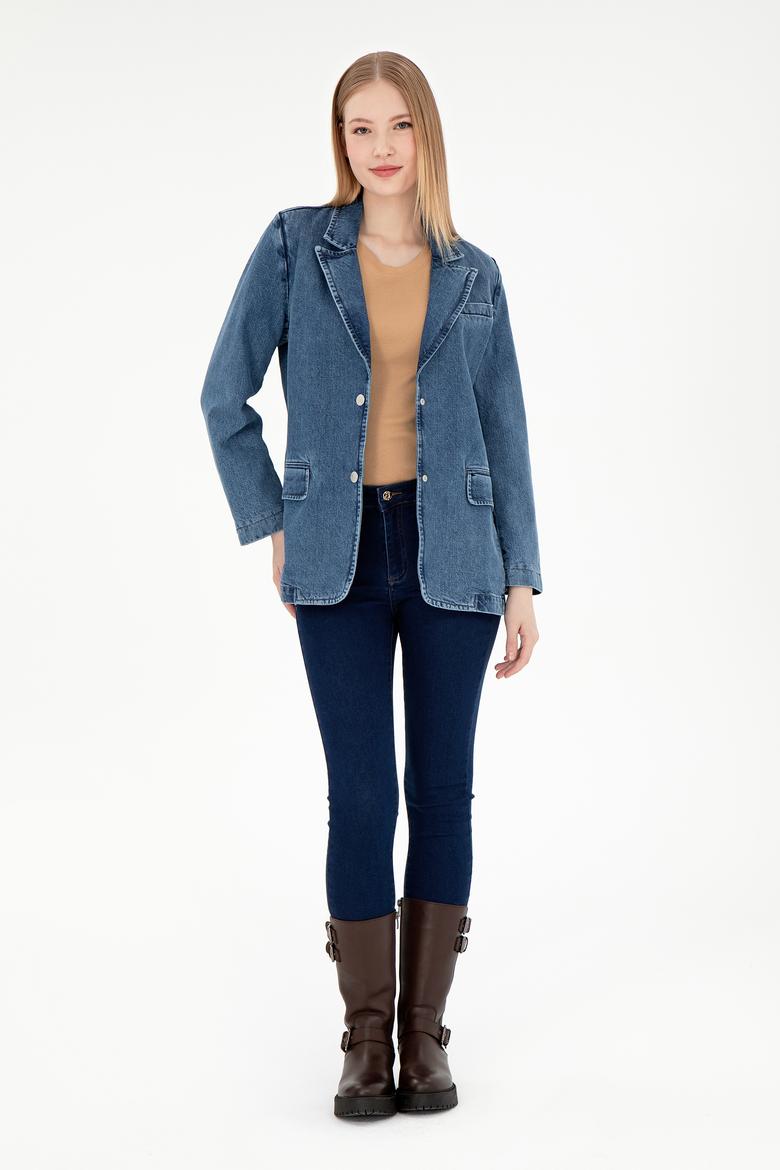 Kadın Açık Mavi Jean Gömlek - 50291133003