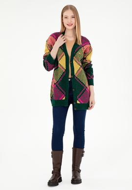 Kadın Koyu Yeşil Triko Hırka - 50293097014