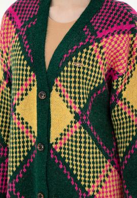 Kadın Koyu Yeşil Triko Hırka - 50293097014