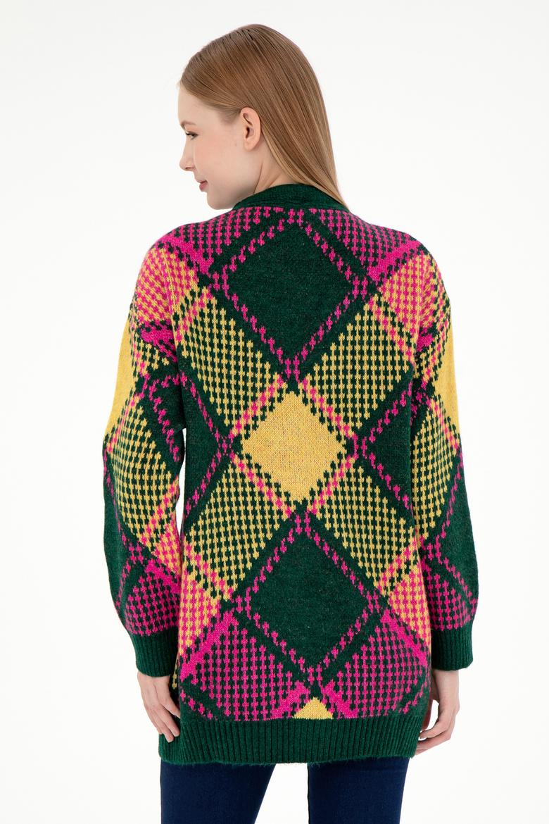 Kadın Koyu Yeşil Triko Hırka - 50293097014