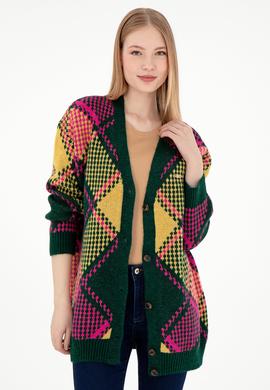 Kadın Koyu Yeşil Triko Hırka - 50293097014