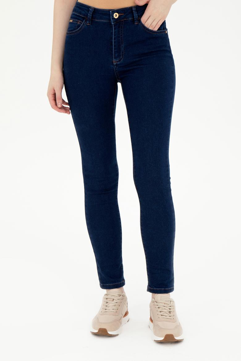 Kadın Koyu Mavi Toothpick Fit Jean Pantolon - 50299372001