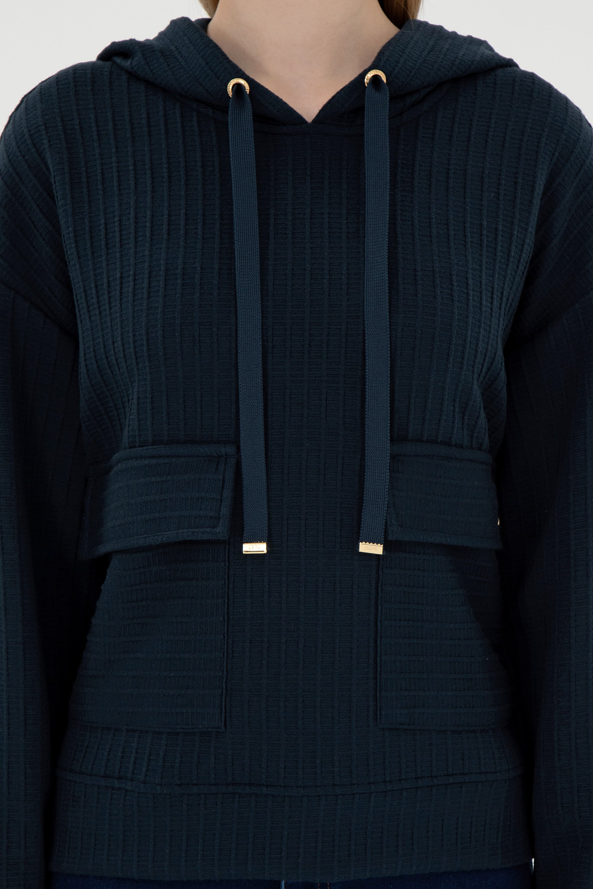 Kadın Lacivert Kapüşonlu Sweatshirt - Image 6