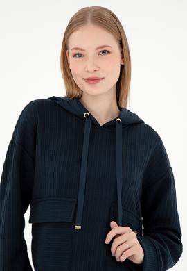 Kadın Lacivert Kapüşonlu Sweatshirt - 50297202005