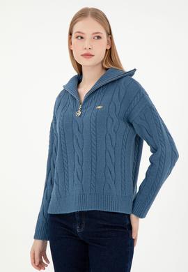 Kadın Koyu Mavi V Yaka Kazak - 50297118018