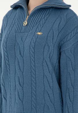 Kadın Koyu Mavi V Yaka Kazak - 50297118018