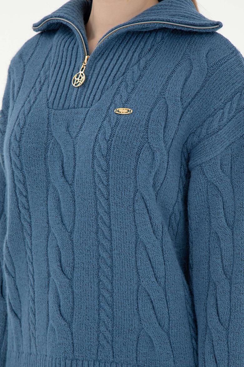 Kadın Koyu Mavi V Yaka Kazak - 50297118018