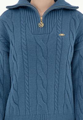 Kadın Koyu Mavi V Yaka Kazak - 50297118018