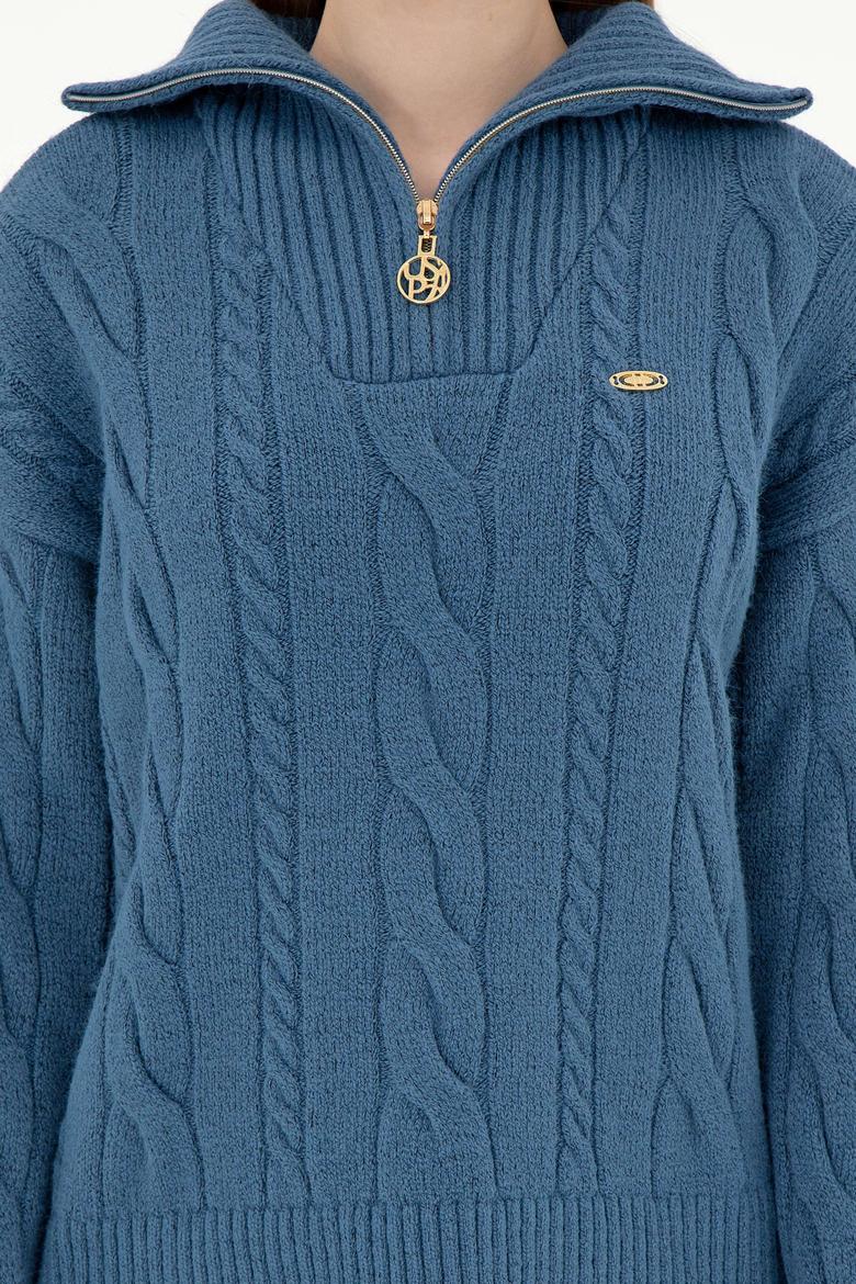 Kadın Koyu Mavi V Yaka Kazak - 50297118018