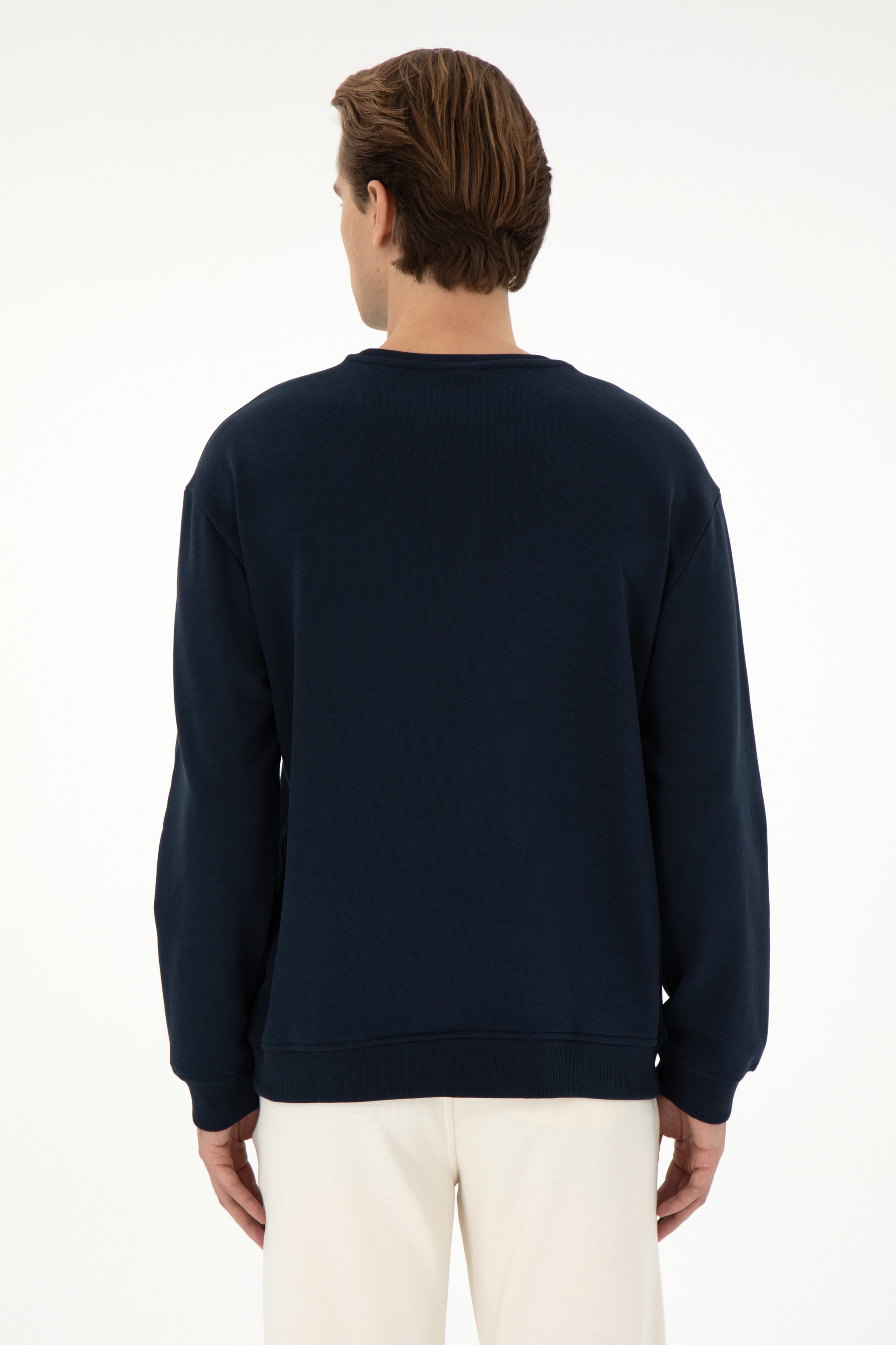 Erkek Comfort Fit Bisiklet Yaka Lacivert Sweatshirt