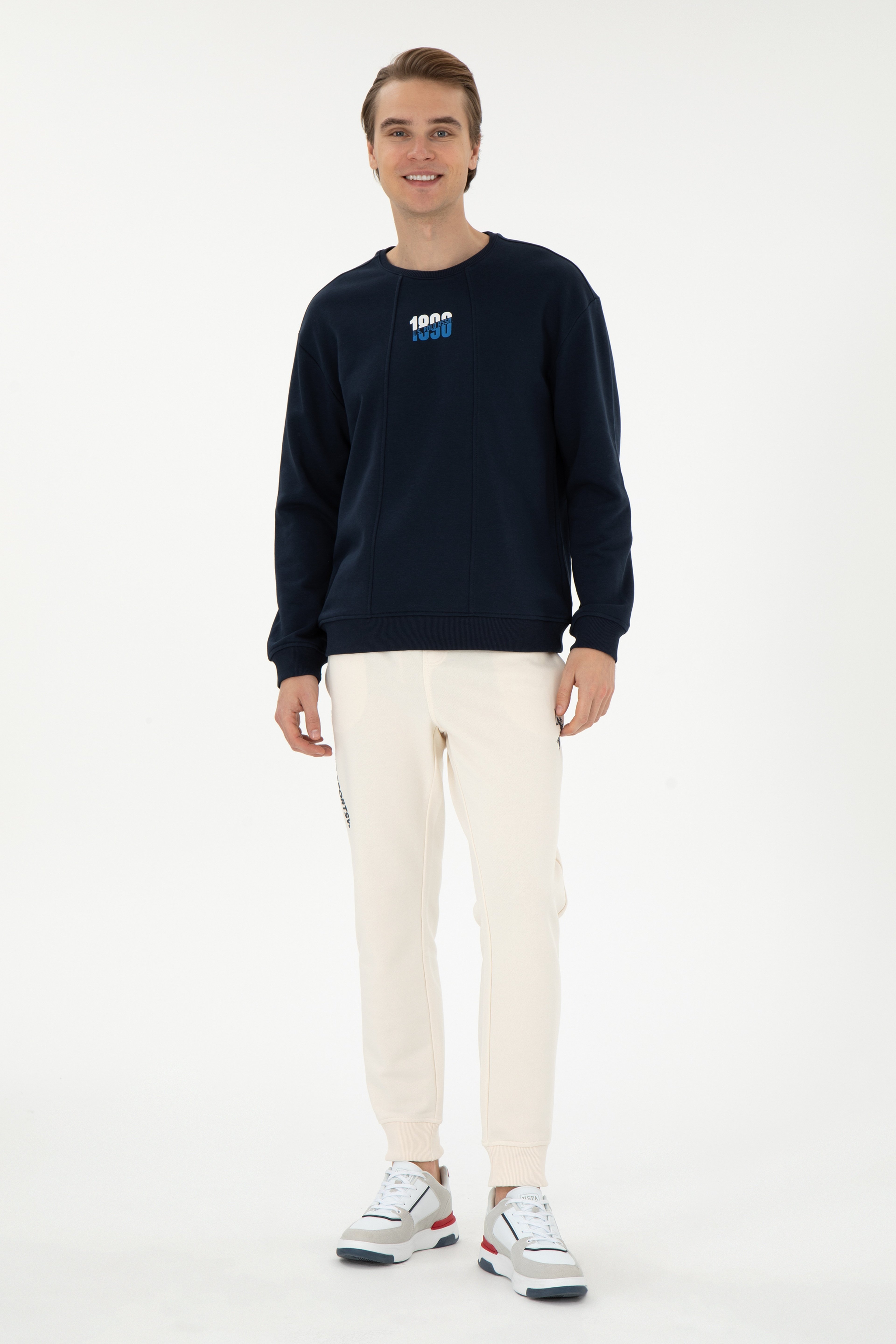Erkek Comfort Fit Bisiklet Yaka Lacivert Sweatshirt - Image 4