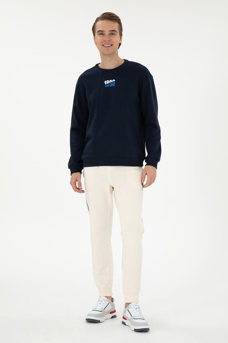 Erkek Comfort Fit Bisiklet Yaka Lacivert Sweatshirt - 50293430039