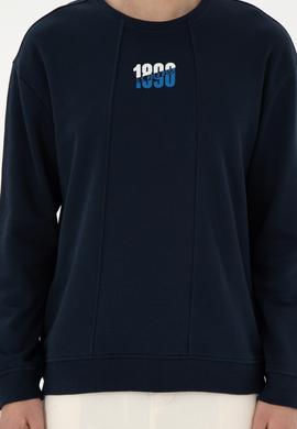 Erkek Comfort Fit Bisiklet Yaka Lacivert Sweatshirt - 50293430039