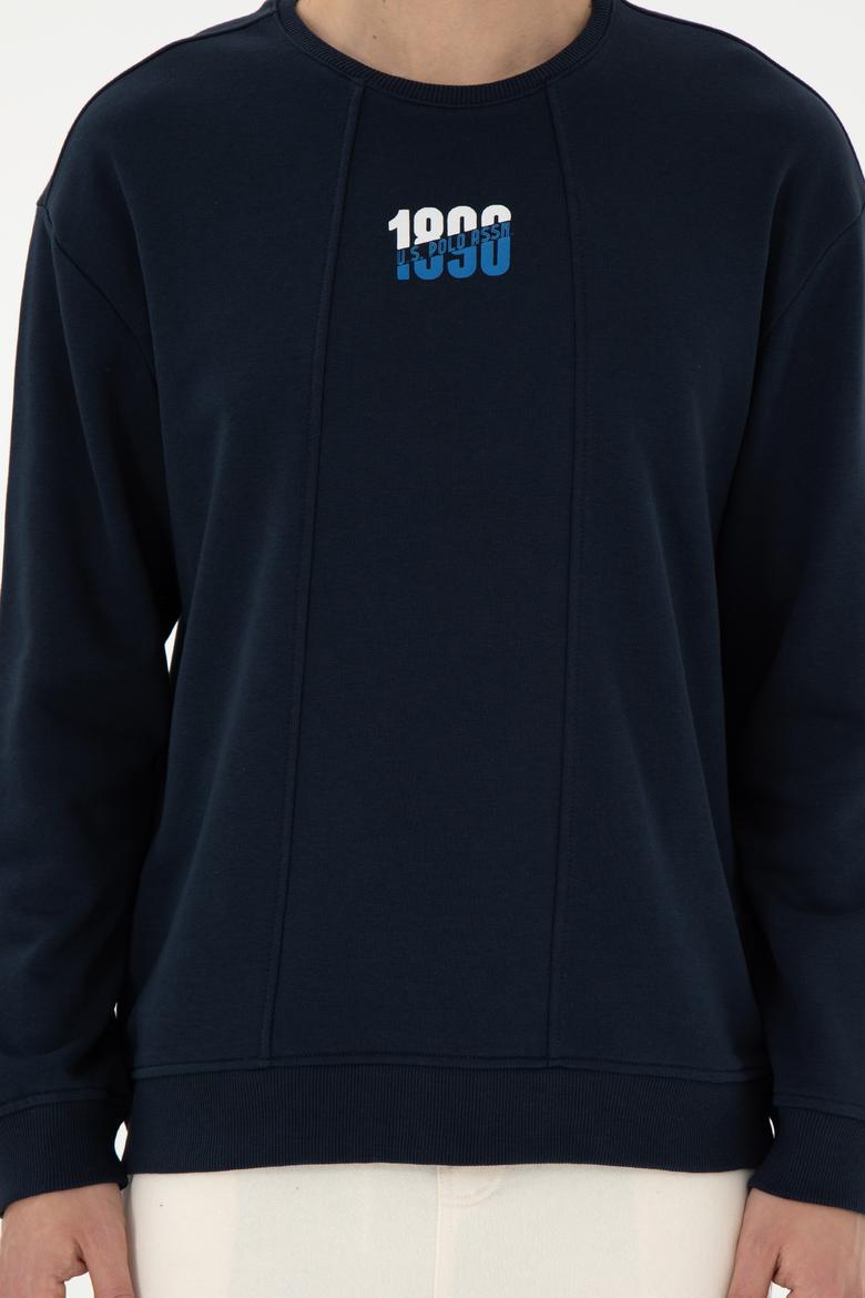 Erkek Comfort Fit Bisiklet Yaka Lacivert Sweatshirt - 50293430039