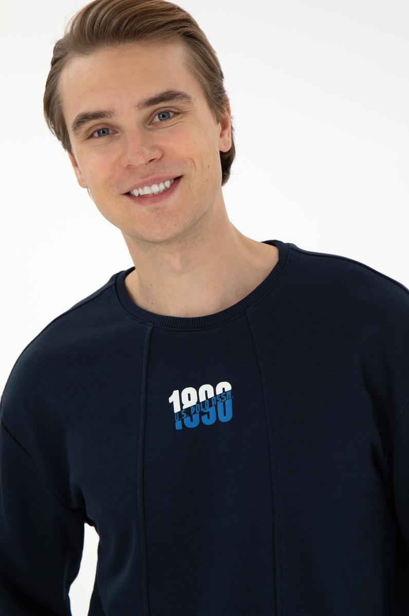 Erkek Comfort Fit Bisiklet Yaka Lacivert Sweatshirt