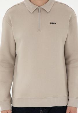 Erkek Comfort Fit Yarım Fermuarlı Taş Basic Sweatshirt - 50298265043