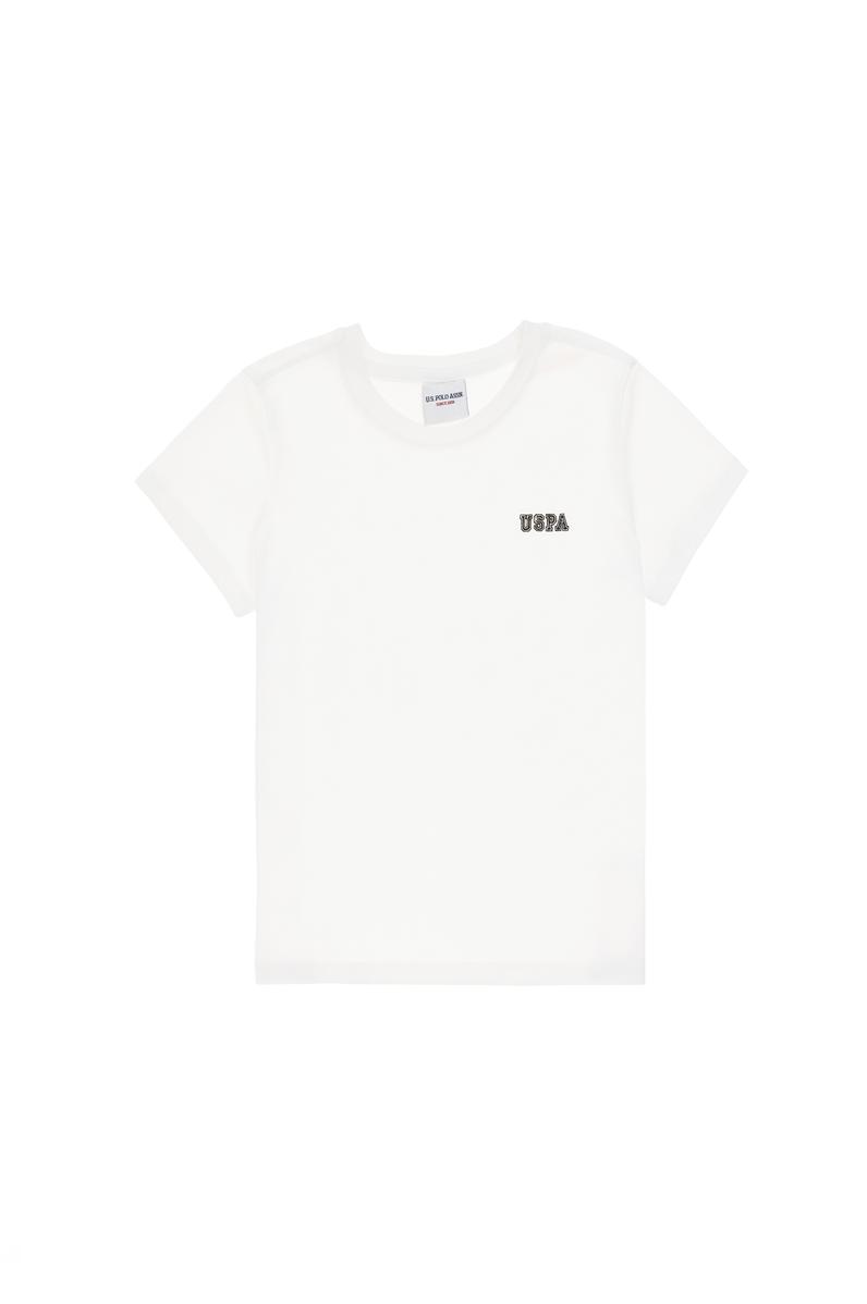 Erkek Çocuk Beyaz Bisiklet Yaka Tişört