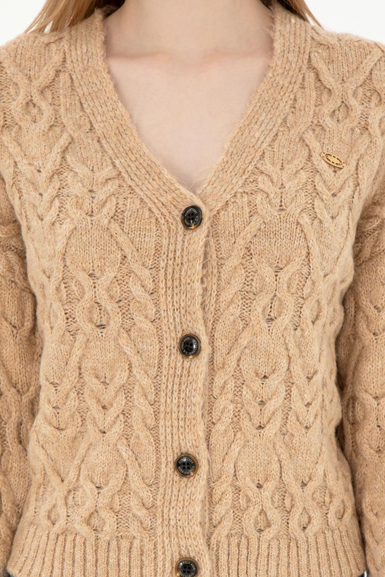 Kadın Kum Melanj Triko Hırka - 50293020028