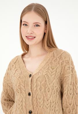 Kadın Kum Melanj Triko Hırka - 50293020028