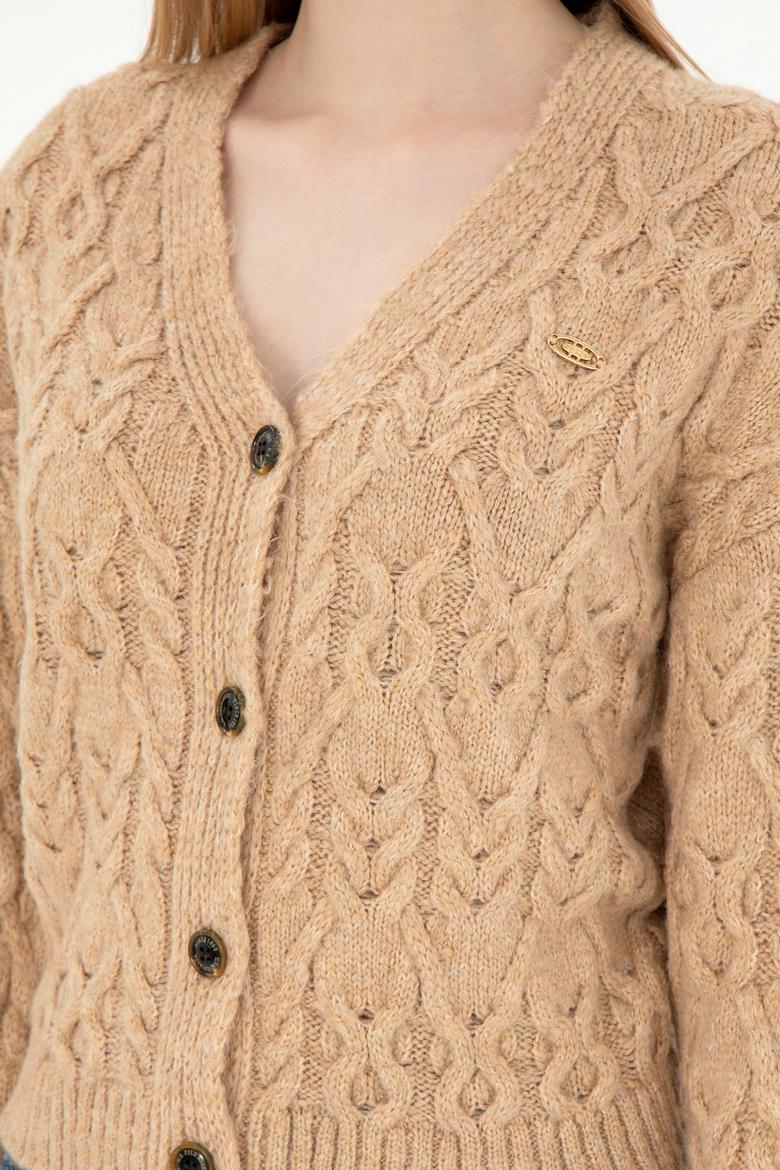 Kadın Kum Melanj Triko Hırka - 50293020028