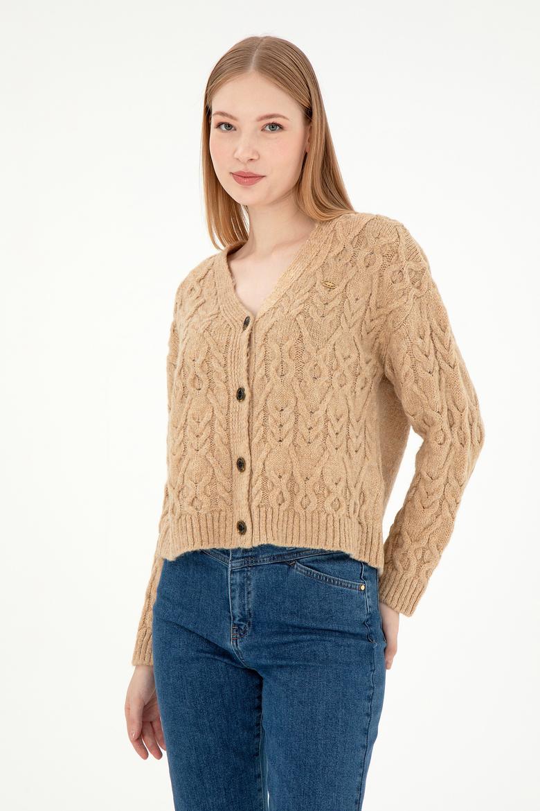 Kadın Kum Melanj Triko Hırka - 50293020028