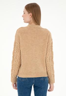 Kadın Kum Melanj Triko Hırka - 50293020028