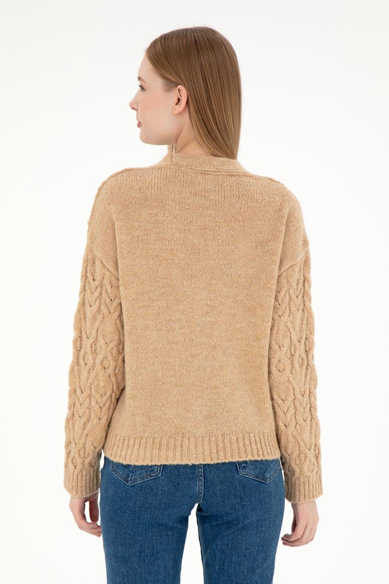 Kadın Kum Melanj Triko Hırka - 50293020028