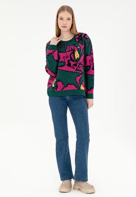 Kadın Koyu Yeşil Kazak - 50293016005