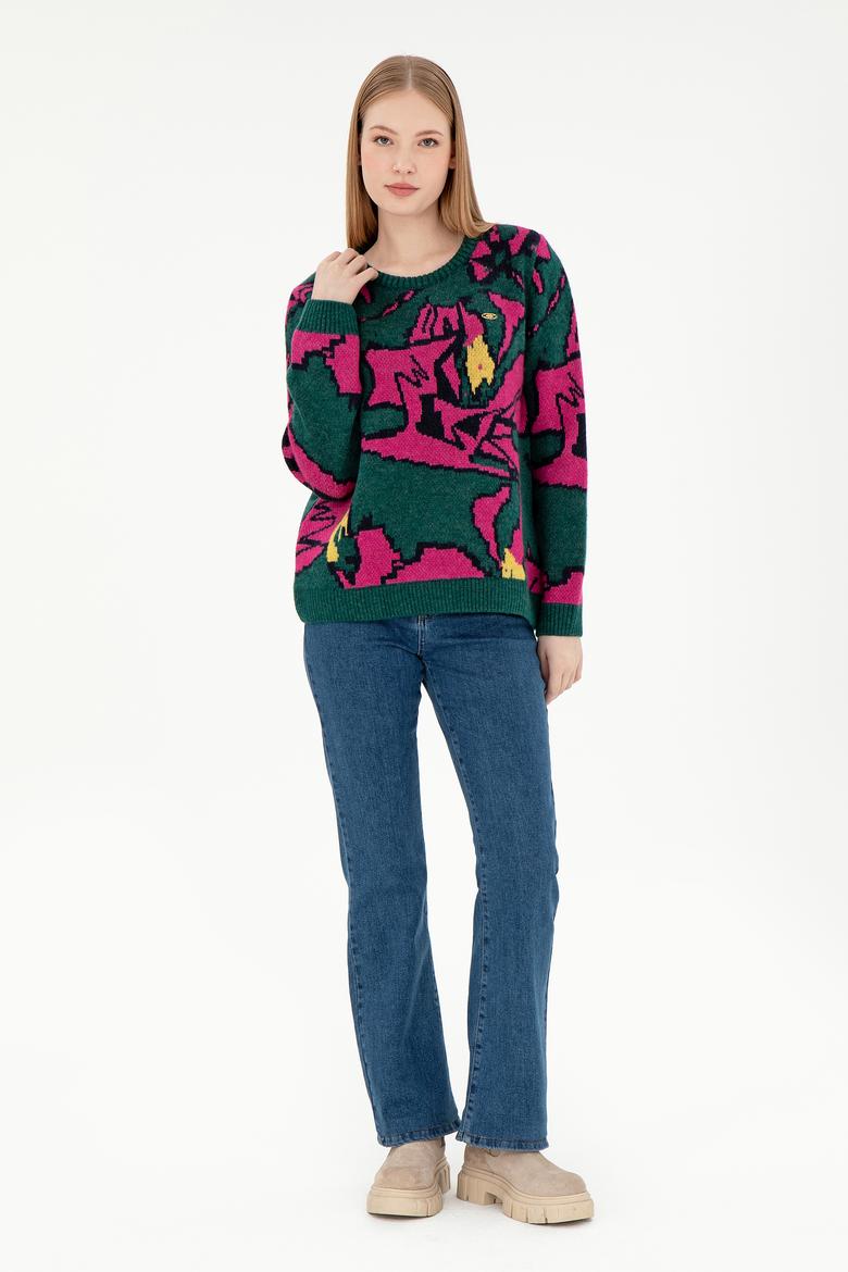 Kadın Koyu Yeşil Kazak - 50293016005