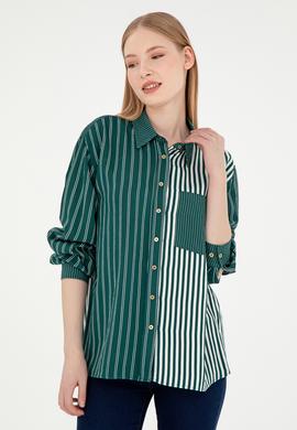 Kadın Koyu Yeşil Uzun Kollu Gömlek - 50291076011
